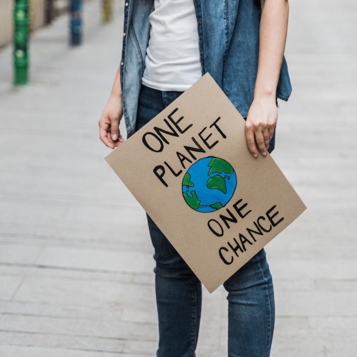 demonstration on the city protesting against climate change global warming and environment concept e1737943462478