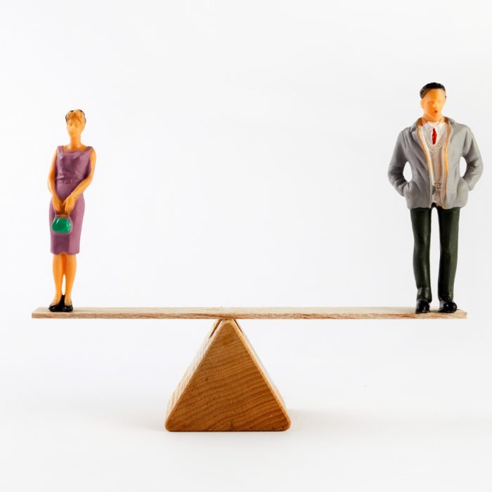 gender equality concept male and female on the scales with balance