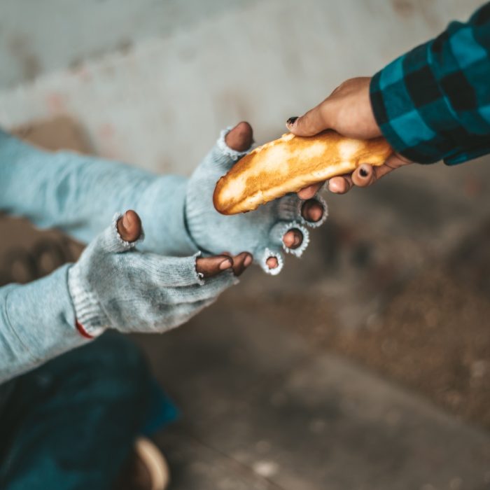 the bread makers gave to the beggars who sat on the side of the road